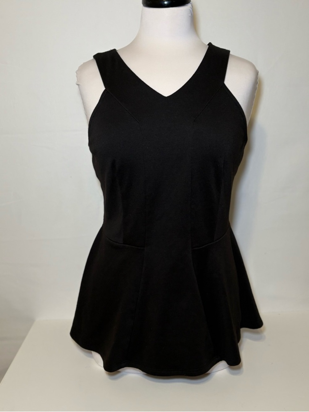 torrid Black V-Neck Tank Top with Peplum Detail